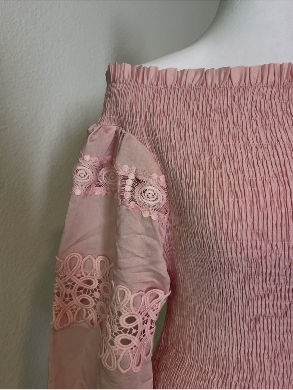 Zimmermann Blush Pink Off-Shoulder Lace-Trim Midi Dress - Picture 5 of 8